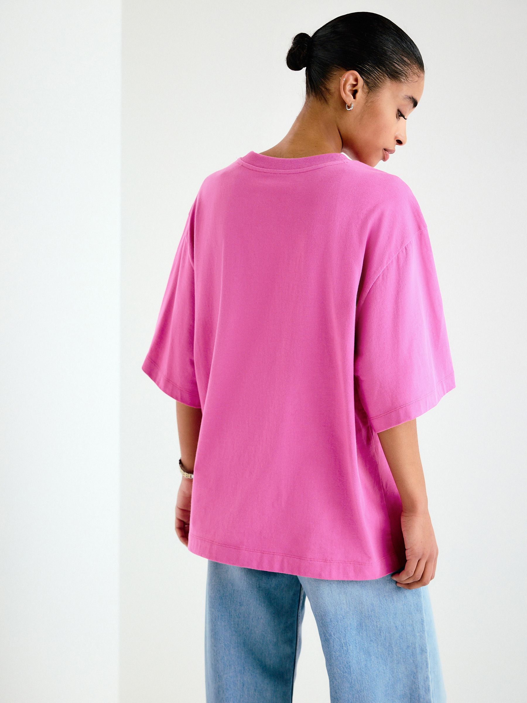 Buy Pink Beaded Banana Graphic Short Sleeve Crew Neck T-Shirt from