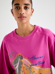 Pink Beaded Banana Graphic Short Sleeve Crew Neck T-Shirt - Image 5 of 5