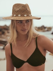 Dark Natural Raffia Western Hat - Image 1 of 8