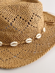 Dark Natural Raffia Western Hat - Image 7 of 8