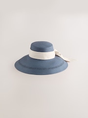 Navy Blue Straw Look Dropped Brim Hat - Image 5 of 7