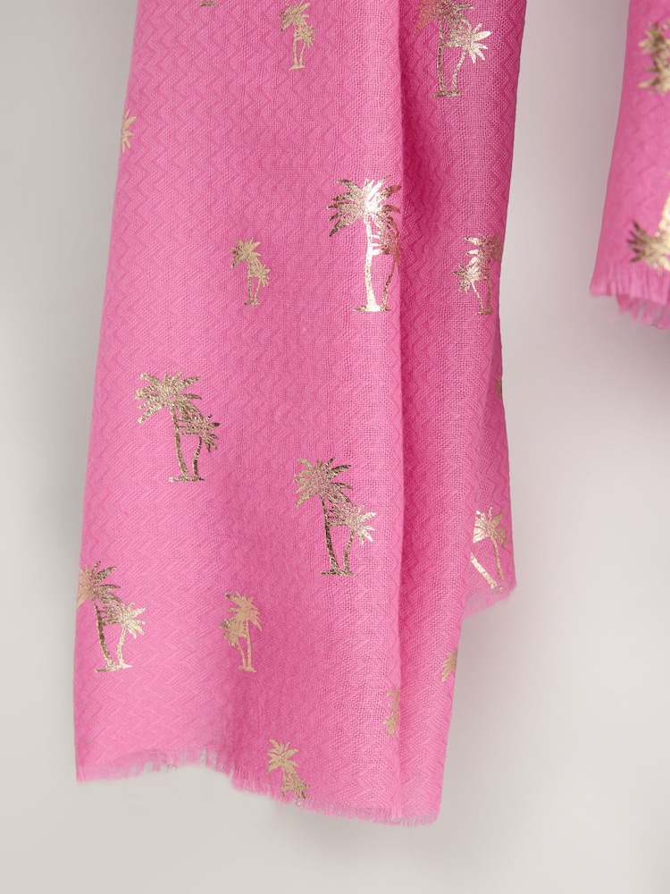 Pink Palm Foil Lightweight Scarf - Image 2 of 3