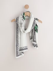 White Floral Script - Eșarfă subțire - Imaginea 1 din 4