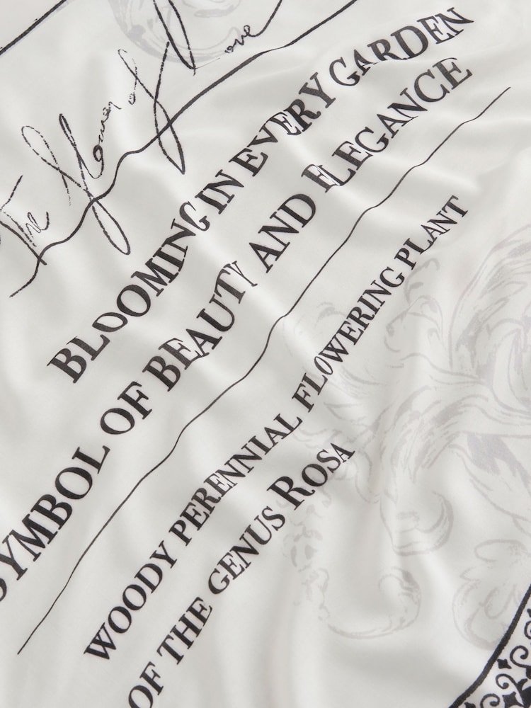 White Floral Script - Eșarfă subțire - Imaginea 4 din 4