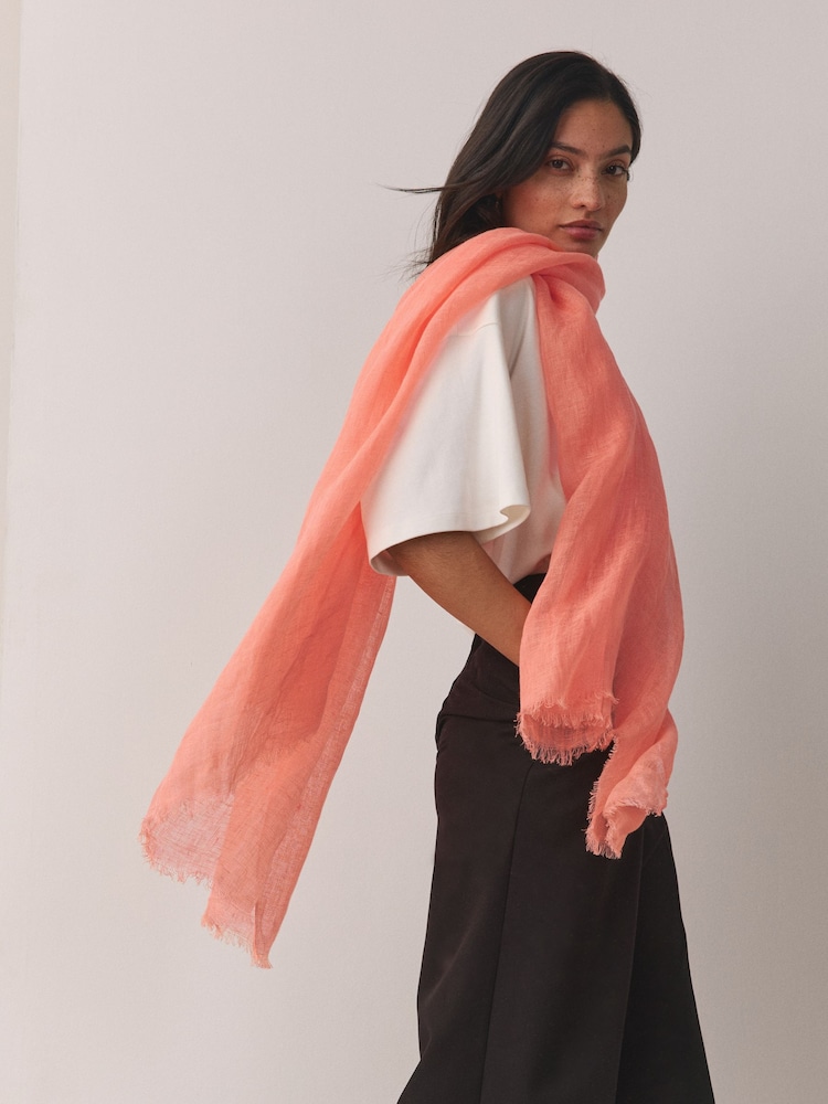 Leinen in Apricot - Leichter Schal - Bild 1 von 7
