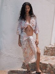 Mediterranean Scenic Print Twist Front Cover-Up - Image 2 of 7