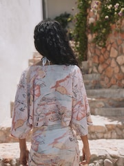Mediterranean Scenic Print Twist Front Cover-Up - Image 3 of 7