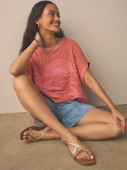 Orange Palm Knitted Tank Cover-Up - Image 1 of 7