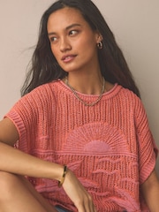 Orange Palm Knitted Tank Cover-Up - Image 4 of 7