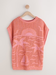 Orange Palm Knitted Tank Cover-Up - Image 5 of 7