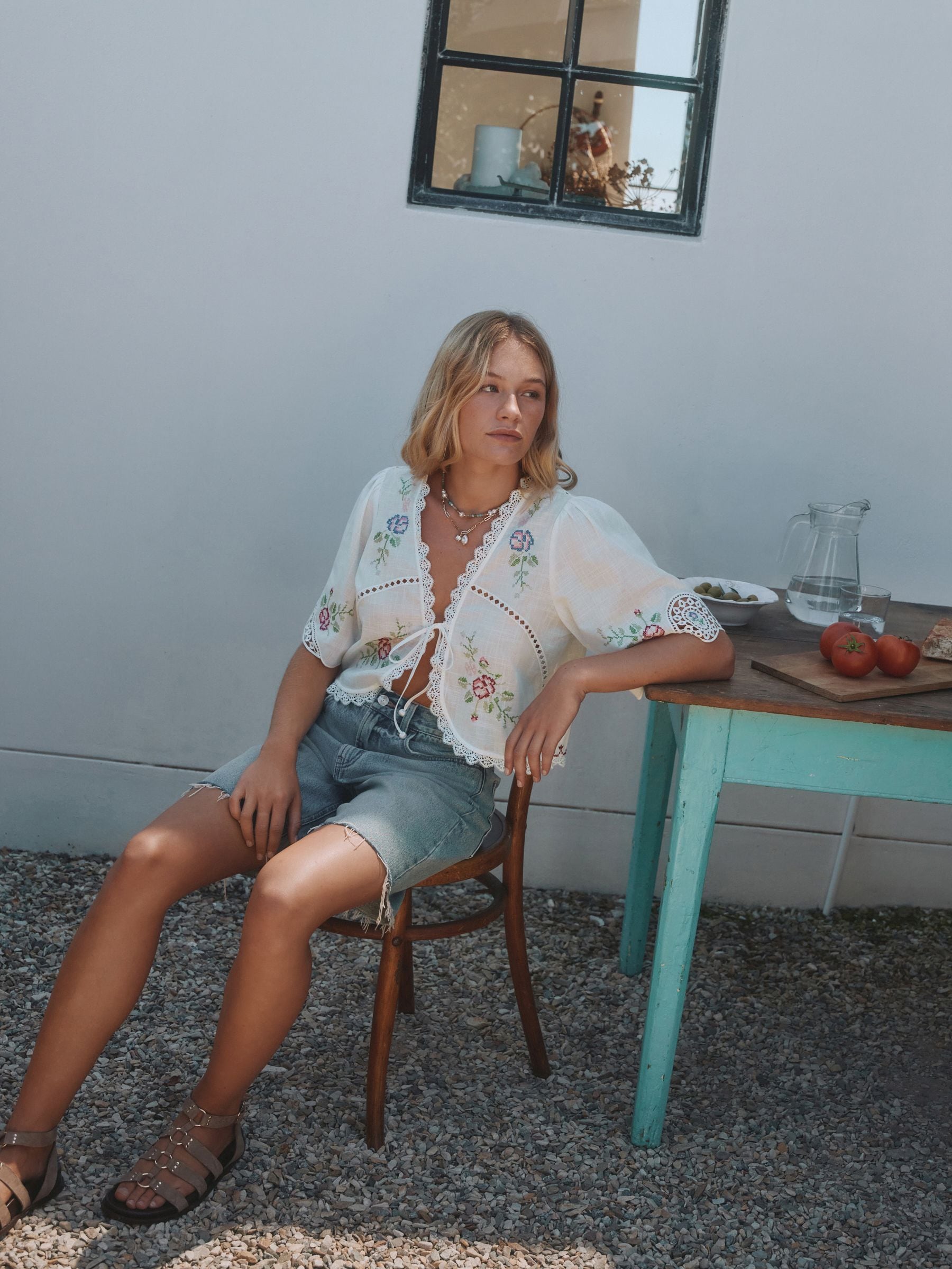 Buy White Floral Embroidered Top from Next USA