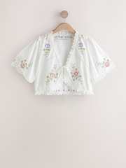 White Floral Embroidered Jacket - Image 5 of 7