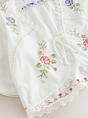 White Floral Embroidered Jacket - Image 6 of 7