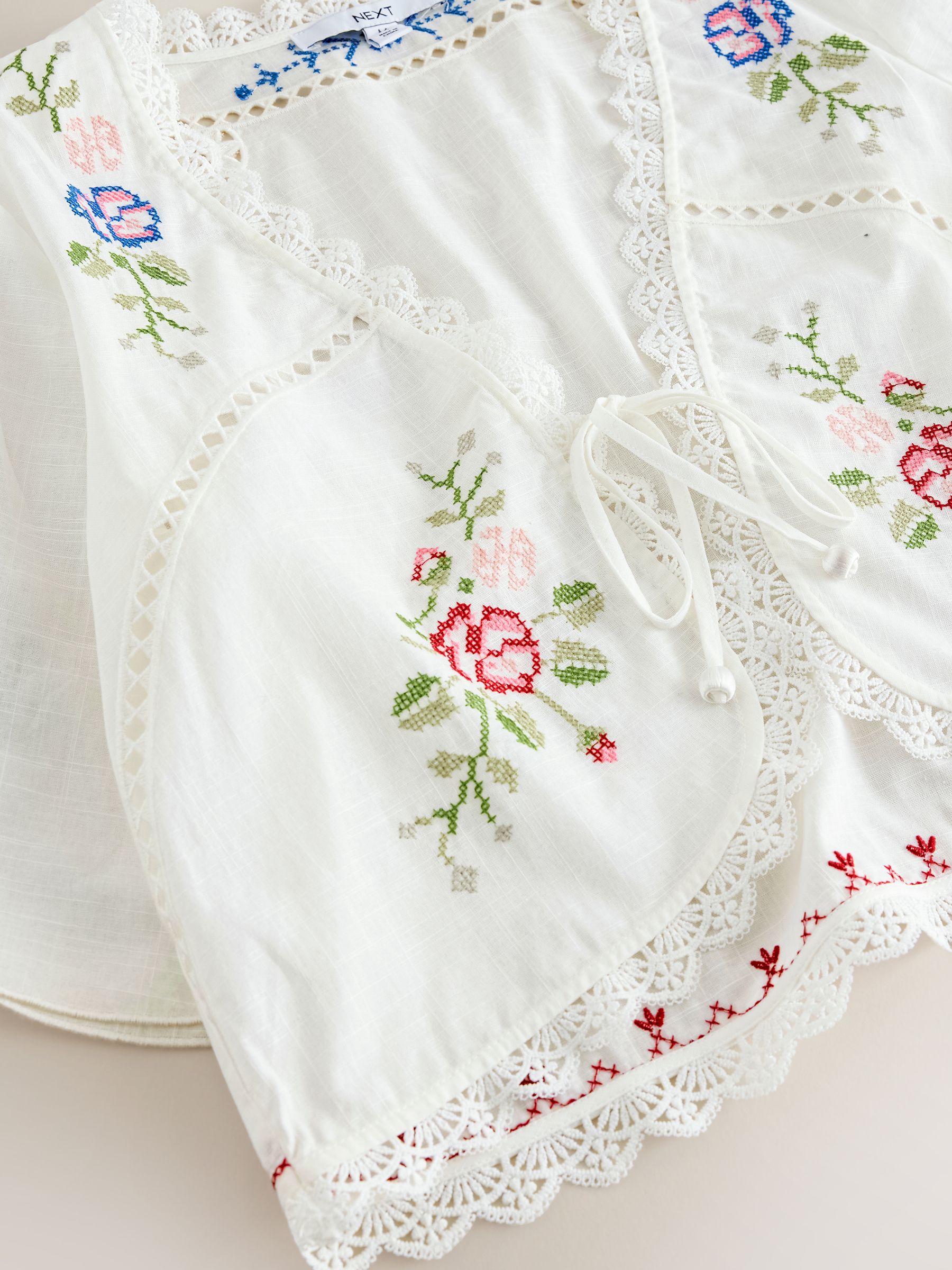 Buy White Floral Embroidered Top from Next USA