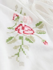 Blanc - Haut brodé à fleurs - Image 8 de 8