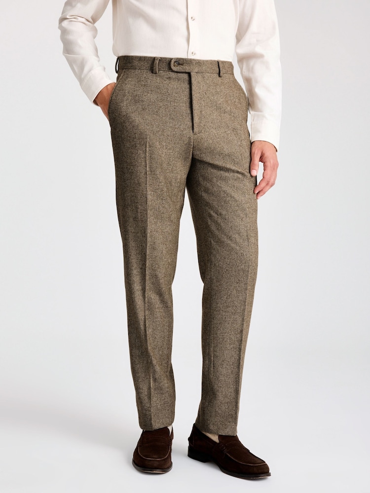 MOSS Tailored Fit Gold Herringbone Tweed Trousers - Image 1 of 3