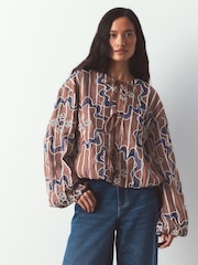 Neutral Stripe Cornelli Embroidered Bomber Jacket - Image 2 of 6