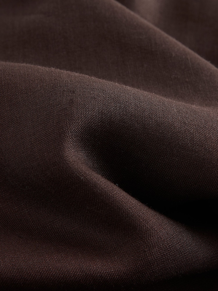 Schokoladenbraun - Tie Front Linen Bomber Jacket - Bild 3 von 3