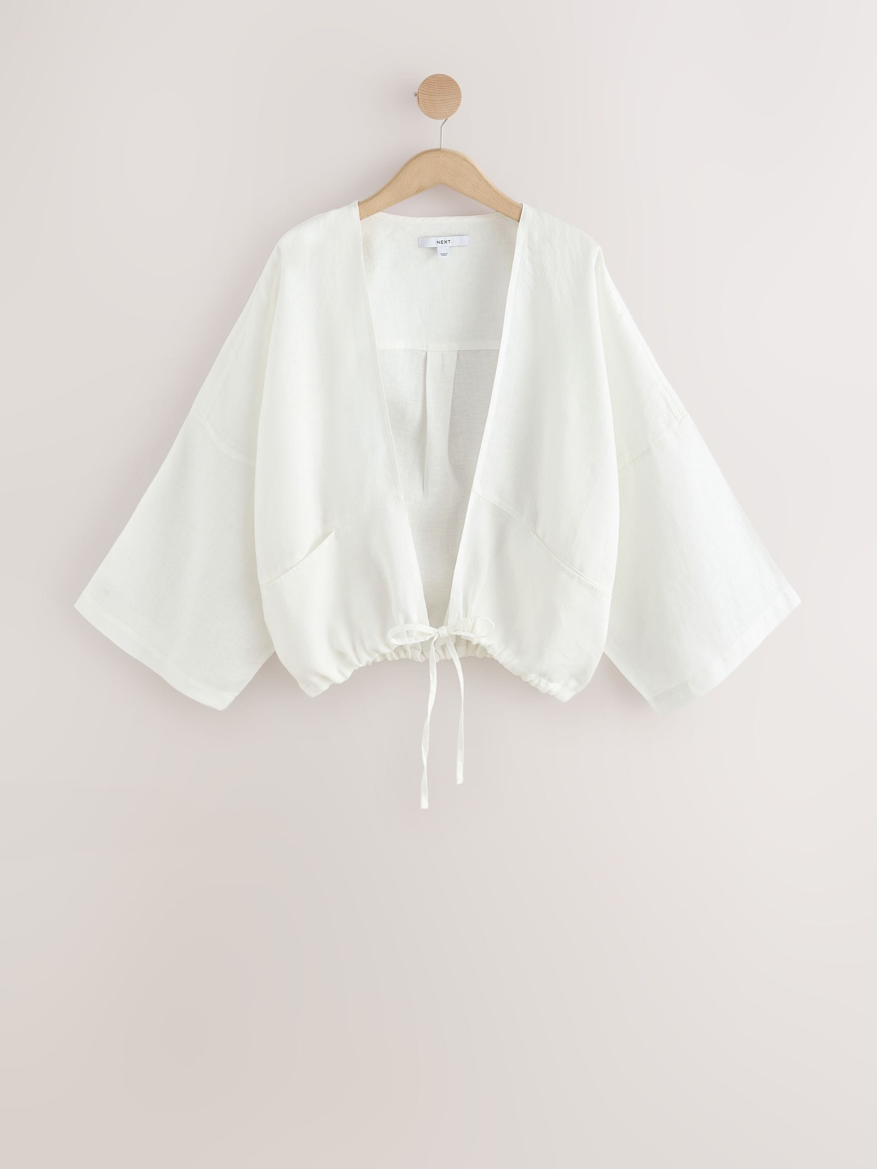 Buy White Tie Front Linen Bomber Jacket from Next USA