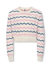 ONLY KIDS Round Neck Stripe White Jumper - Image 1 of 3