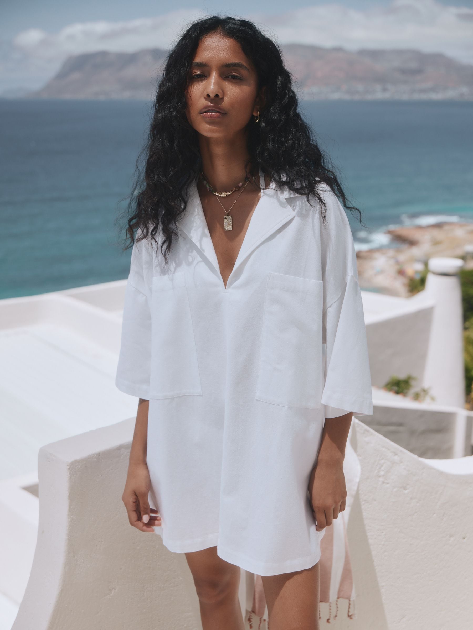 Buy White Linen Blend Overhead Shirt from Next USA