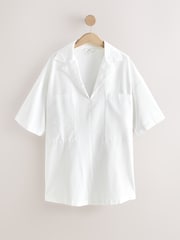 White Linen Blend Overhead Shirt - Image 5 of 7