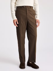 MOSS MOSS Relaxed Fit Chestnut Flannel Brown Trousers - Imagem 1 de 3