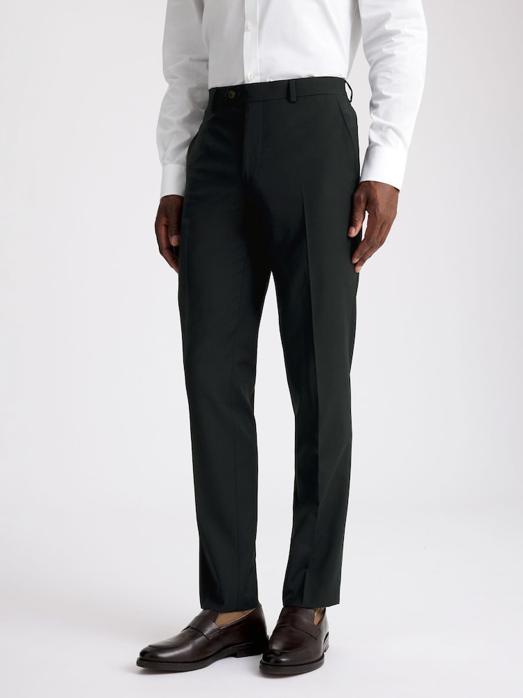 MOSS Tailored Fit Dark Teal Performance Trousers - Image 1 of 3