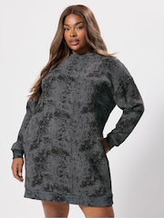 Yours Curve Black Abstract Jumper Dress - Image 1 of 5