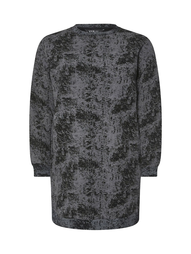 Yours Curve Black Abstract Jumper Dress - Image 5 of 5