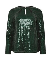 M&Co Green Sequin 3 Slash Neck Top - Image 5 of 5