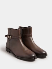 Long Tall Sally Brown Flat Leather Ankle Boots - Image 2 of 4