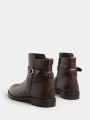 Long Tall Sally Brown Flat Leather Ankle Boots - Image 3 of 4