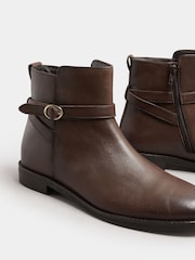 Long Tall Sally Brown Flat Leather Ankle Boots - Image 4 of 4