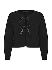 Yours Curve Black Limited Satin Bow Cardigan - Image 5 of 5