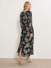 Long Tall Sally Black Floral Jacquard Midaxi Dress - Image 3 of 5
