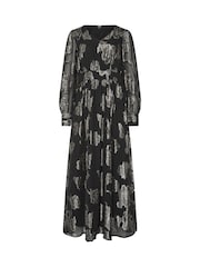 Long Tall Sally Black Floral Jacquard Midaxi Dress - Image 5 of 5