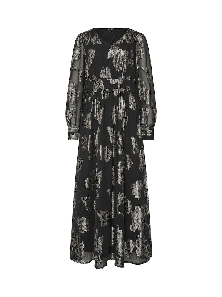 Long Tall Sally Black Floral Jacquard Midaxi Dress - Image 5 of 5