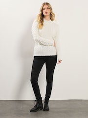 Long Tall Sally Natural Frill Neck Cable Jumper - Image 2 of 5