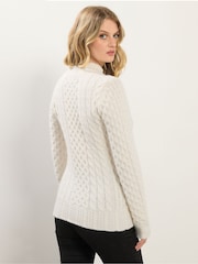 Long Tall Sally Natural Frill Neck Cable Jumper - Image 3 of 5