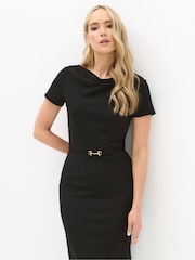 Long Tall Sally Black Belted Slash Neck Dress - Image 3 of 5