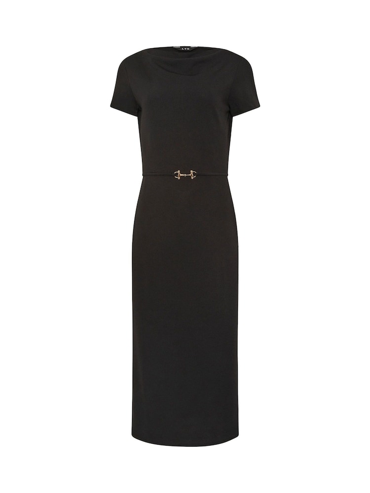 Long Tall Sally Black Belted Slash Neck Dress - Image 5 of 5 Long Tall Sally Black Belted Slash Neck Dress - Image 5 of 5