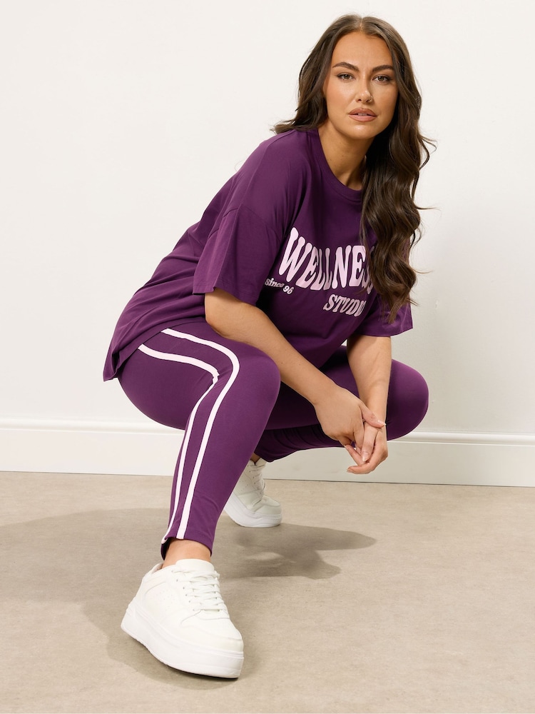 Yours Curve Red Side Stripe Leggings - Image 1 of 5