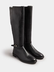 Long Tall Sally Black Knee High Leather Riding Boots - Image 2 of 4