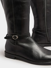 Long Tall Sally Black Knee High Leather Riding Boots - Image 4 of 4
