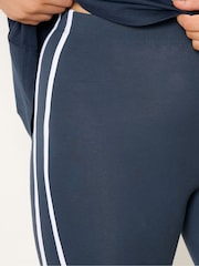 Yours Curve Blue Side Stripe Leggings - Image 4 of 5