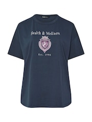 Yours Curve Blue Health And Wellness T-Shirt - Image 4 of 5