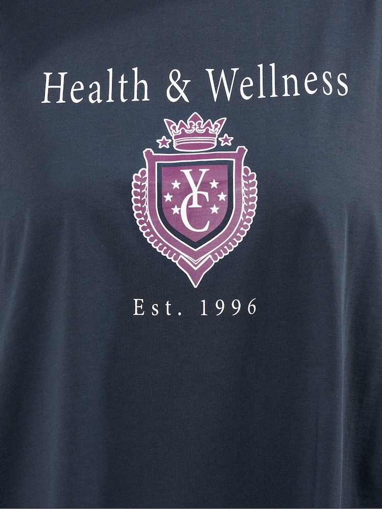 Yours Curve Blue Health And Wellness T-Shirt - Image 5 of 5