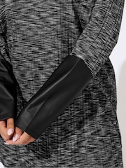Yours Curve Grey Faux Leather Detailed Top - Image 4 of 5