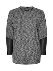 Yours Curve Grey Faux Leather Detailed Top - Image 5 of 5